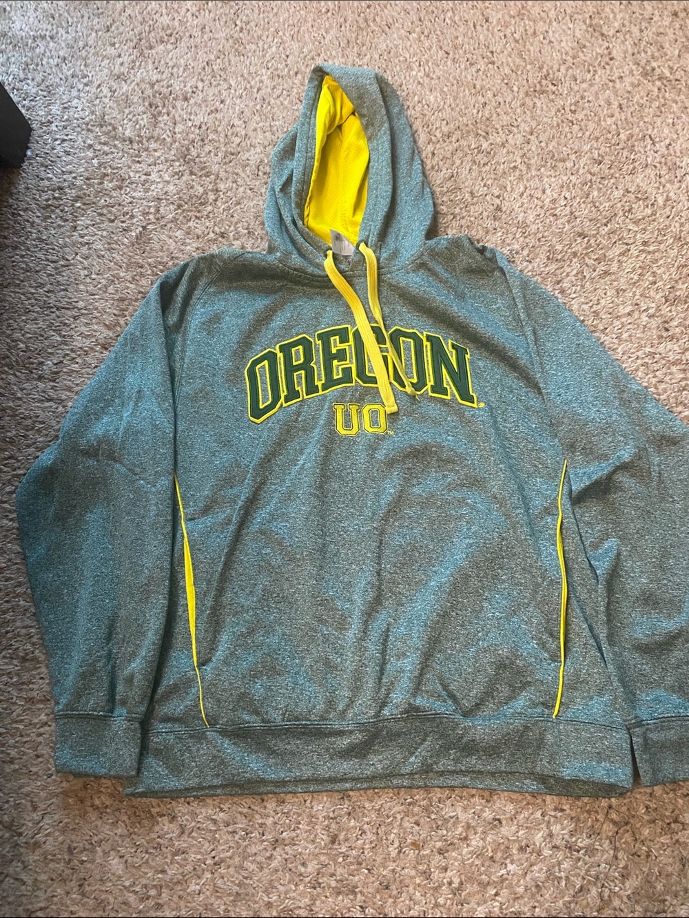 Oregon UO Grey and Yellow Hooded Sweatshirt